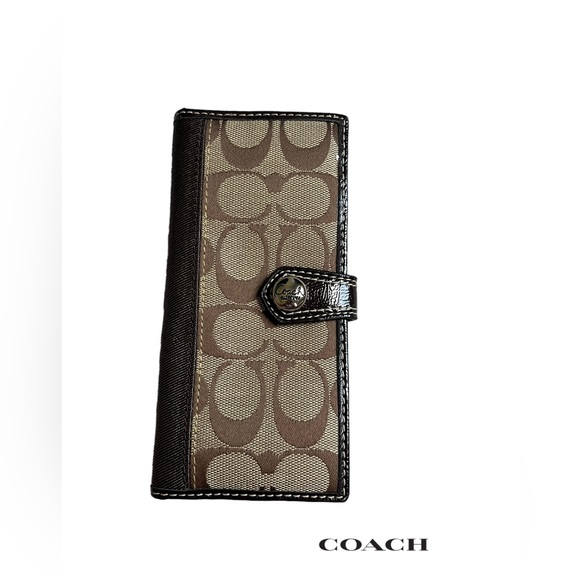 Coach Handbags - COACH EUC kristin wallet Khaki Brown Signature Stripe